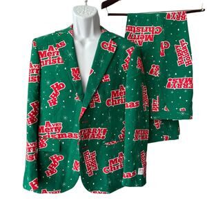 OppoSuits HAPPY HOLIDAYS 2 Piece Crazy Ugly Christmas Suit Size 36